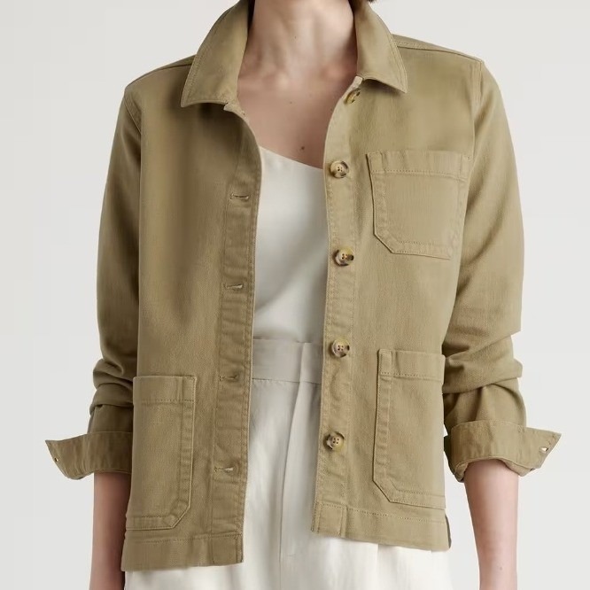 Quince Nwot Organic Cotton Comfort Stretch Chore Jacket Green L